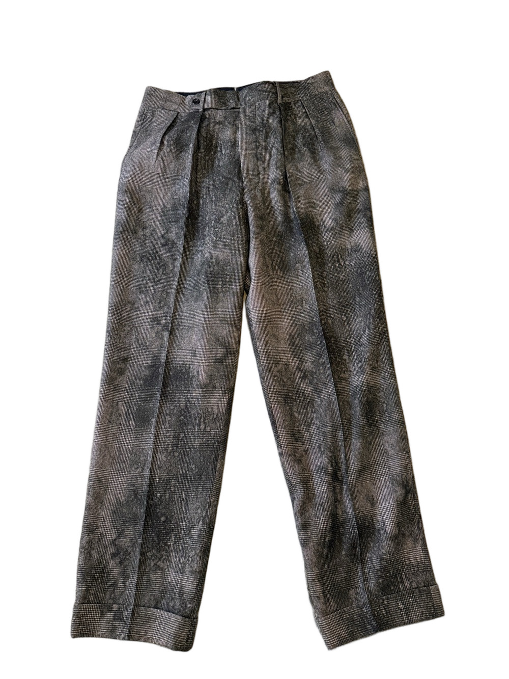 Men's Gray Patterned Pleated Dress Pants
